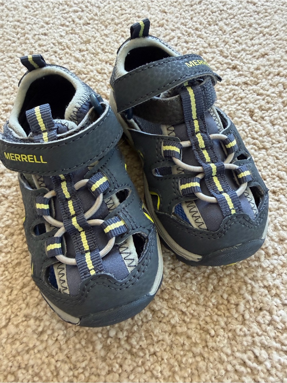 Merrell Kids Navy and Yellow Sport Sandals